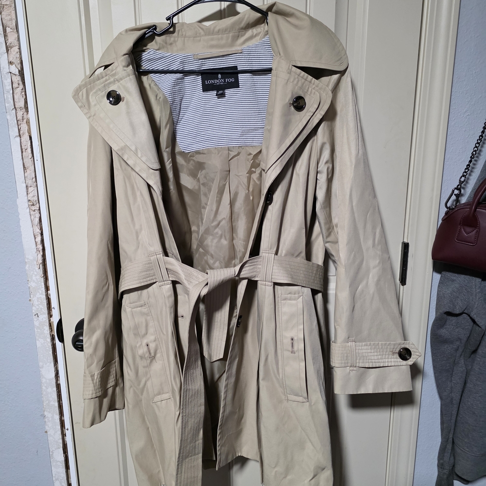London Fog Classic Beige Belted Trench Coat